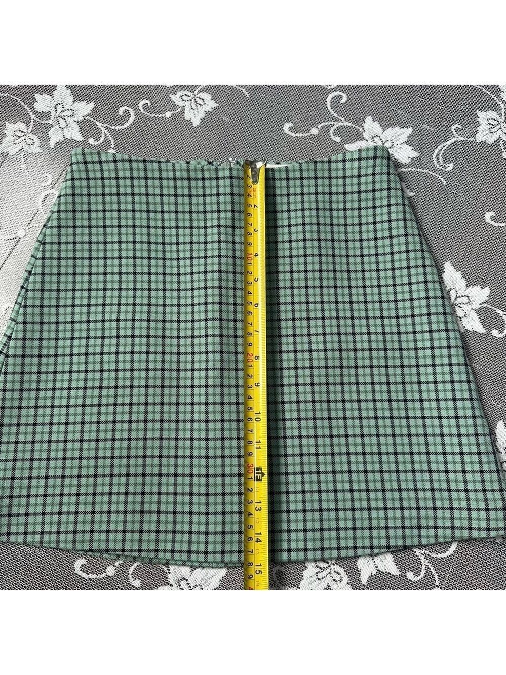 Aritzia Wilfred Check Mini Skirt Green Sz 0 - Picture 6 of 8